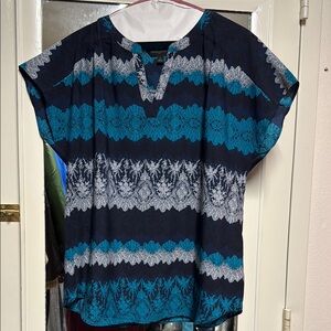 Banana Republic Blue Dolman Sleeve Tunic with Mandarin Collar